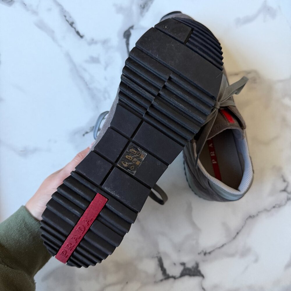 Prada Gray Nylon Suede Sneakers Size 37.5 - Picture 9 of 10